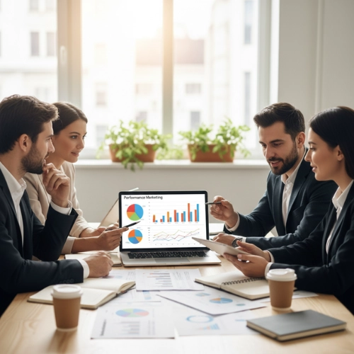 Business Team Reviewing Performance Data