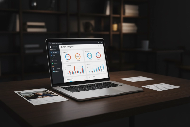Content Analytics Dashboard On Laptop