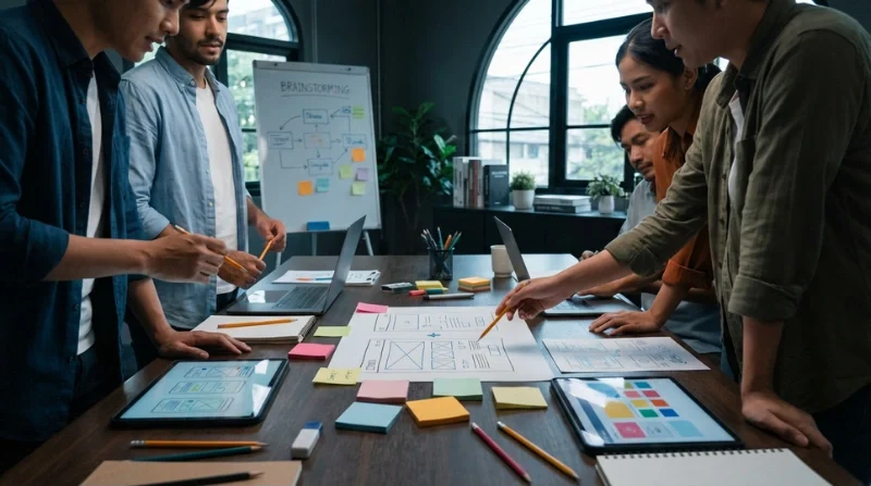 Creative Team Brainstorming In Office