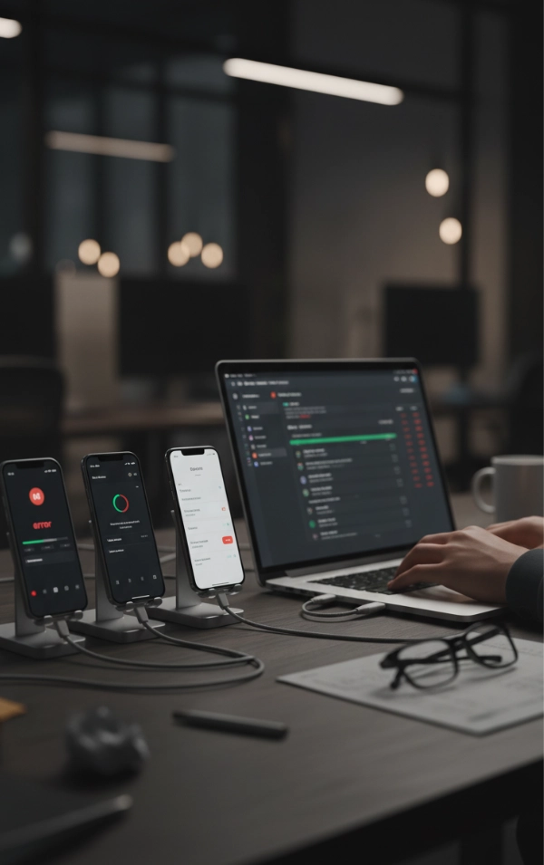 Developer Workspace With Connected Smartphones