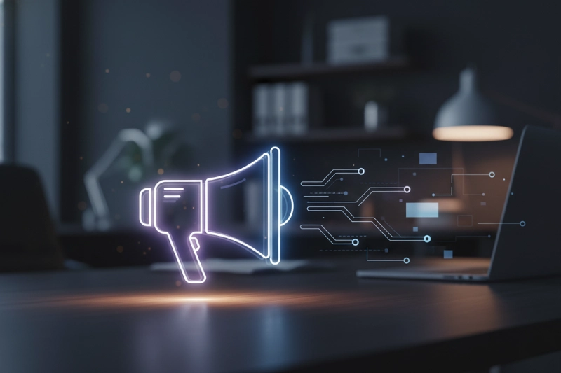 Digital Marketing Neon Megaphone Concept