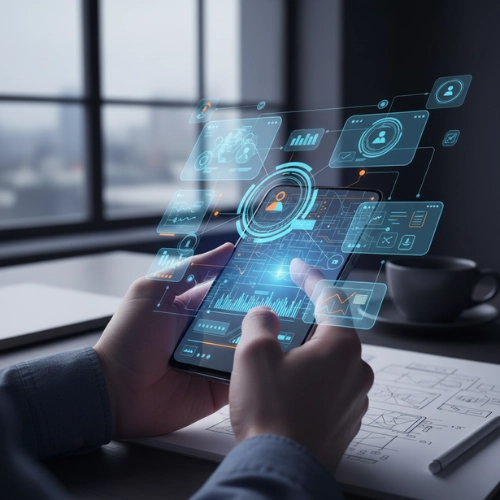 Futuristic Holographic Smartphone Interface