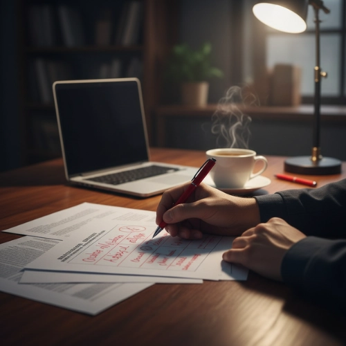 Grading Papers At A Desk