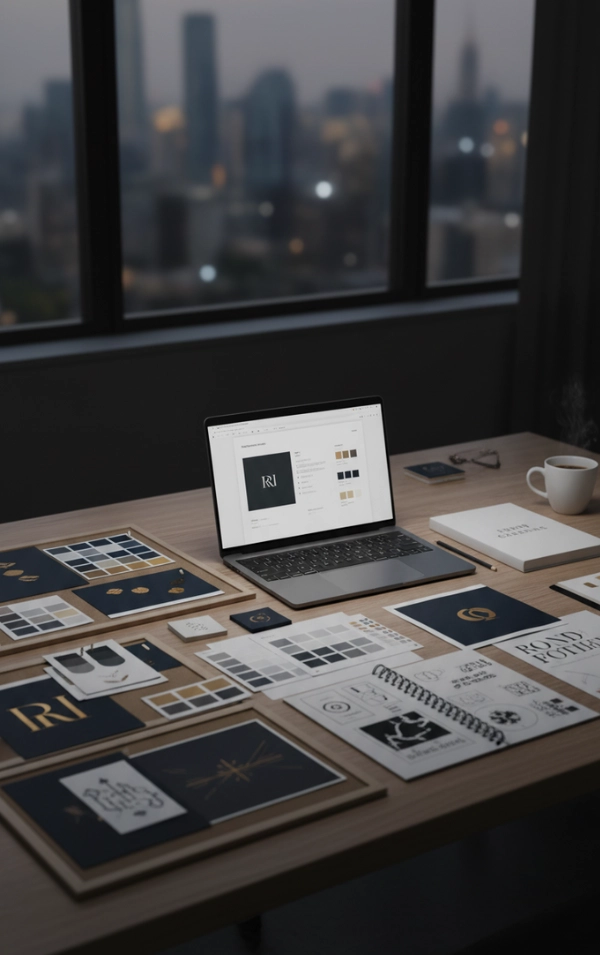 Graphic Designer Workspace At Night