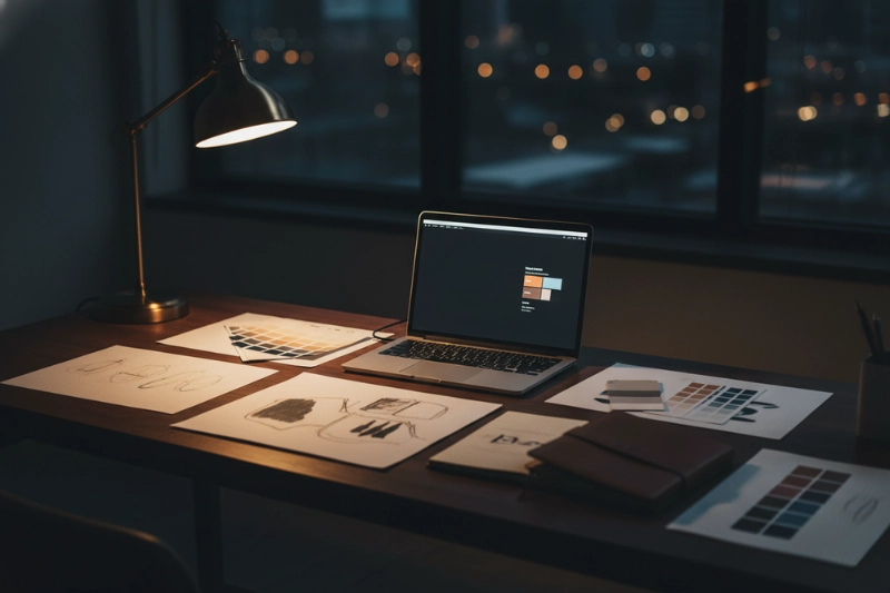 Late Night Creative Design Workspace