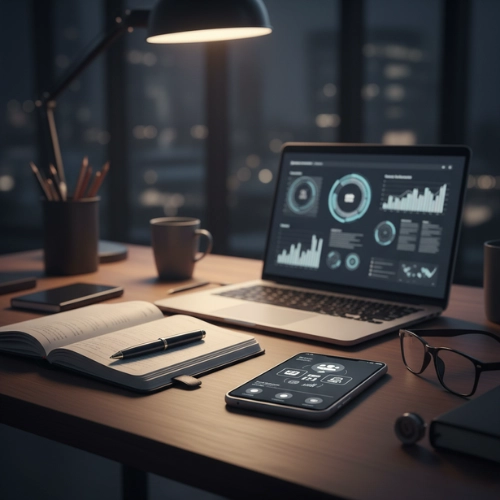 Late Night Professional Desk Setup