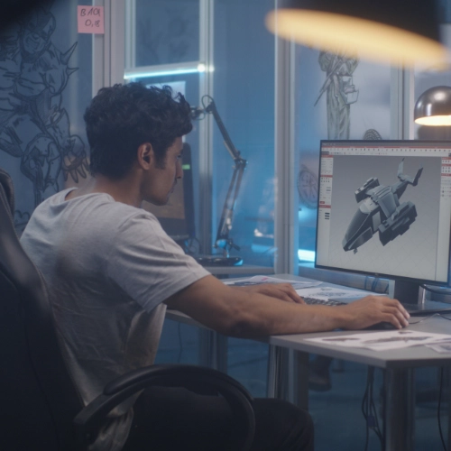 Man Designing 3d Aircraft Model