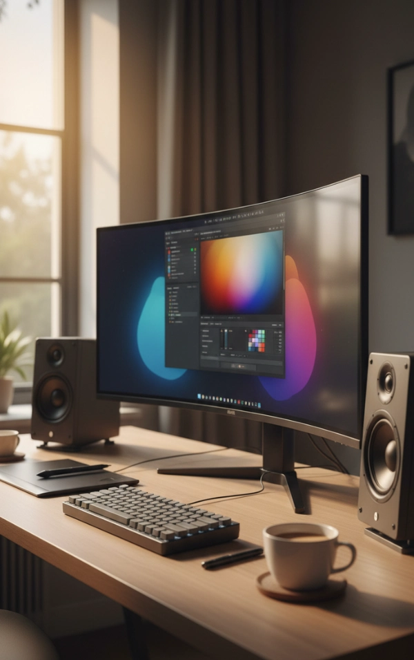 Modern Curved Monitor Desk Setup