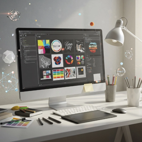 Modern Graphic Designer's Workspace Setup