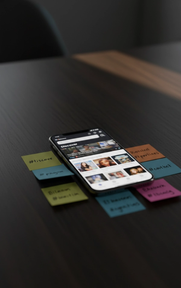 Smartphone And Colorful Hashtag Notes