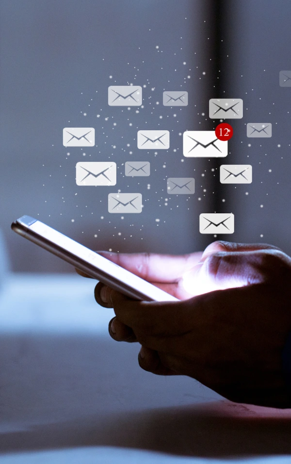 Smartphone With Floating Email Notifications