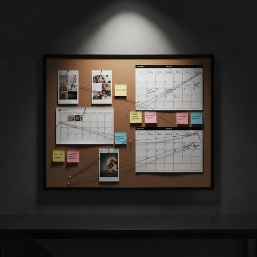 Spotlit Detective Investigation Board
