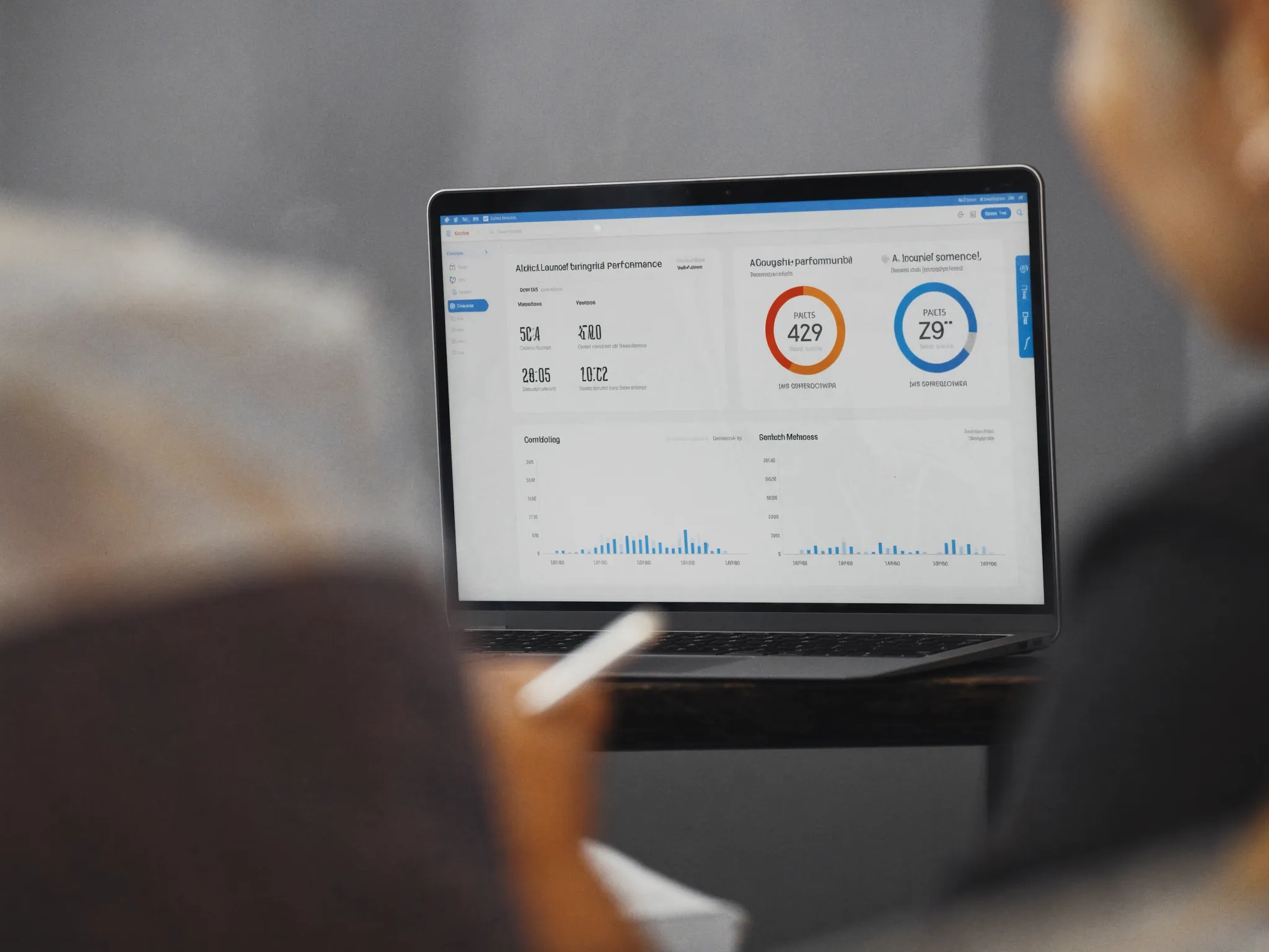 Premium business analytics dashboard displaying graphs and KPI metrics