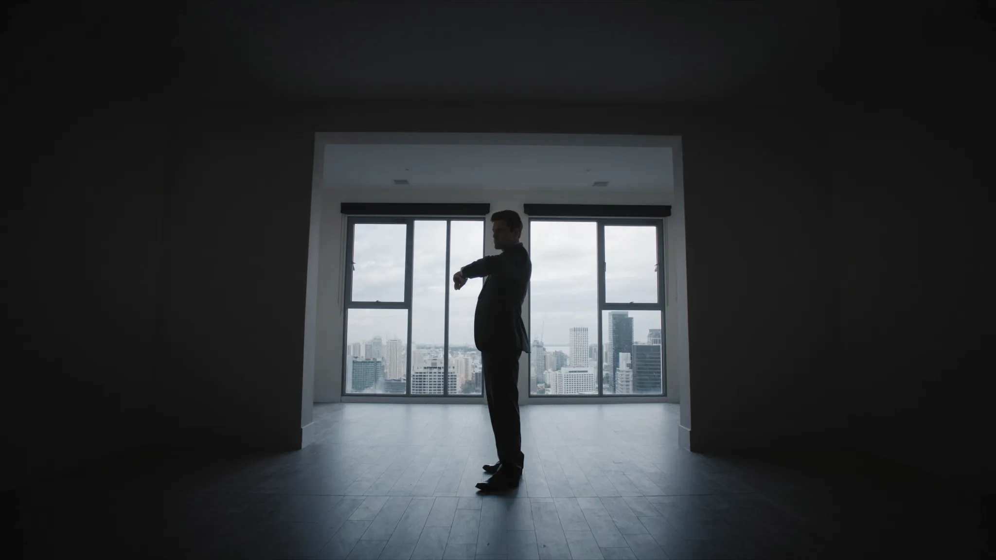 Real estate agent alone at an empty property showing with no visitors