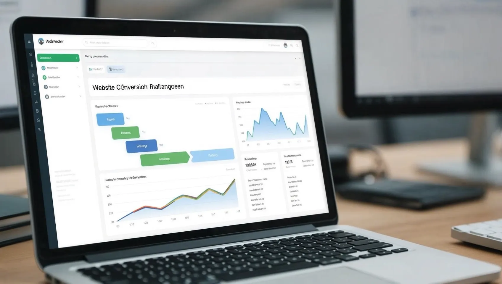Analytics dashboard showing website conversion funnel and traffic data