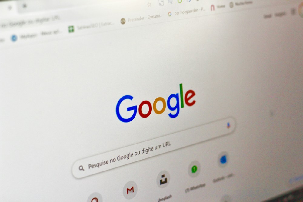 Google search page open on a laptop screen